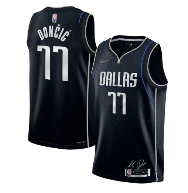 Youth Navy Dallas Mavericks #77 Luka Doncic 75th Anniversary Stitched Basketball Jersey